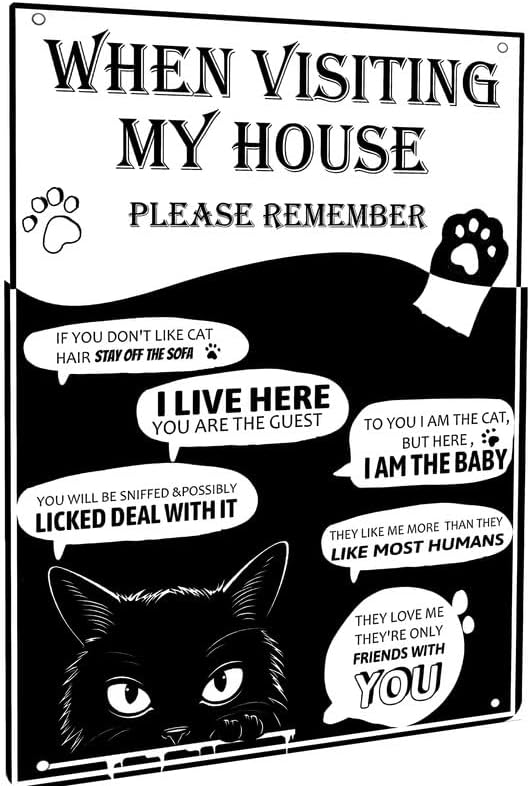 Bathroom Home Visit - Placa de Metal Vintage Gato Preto