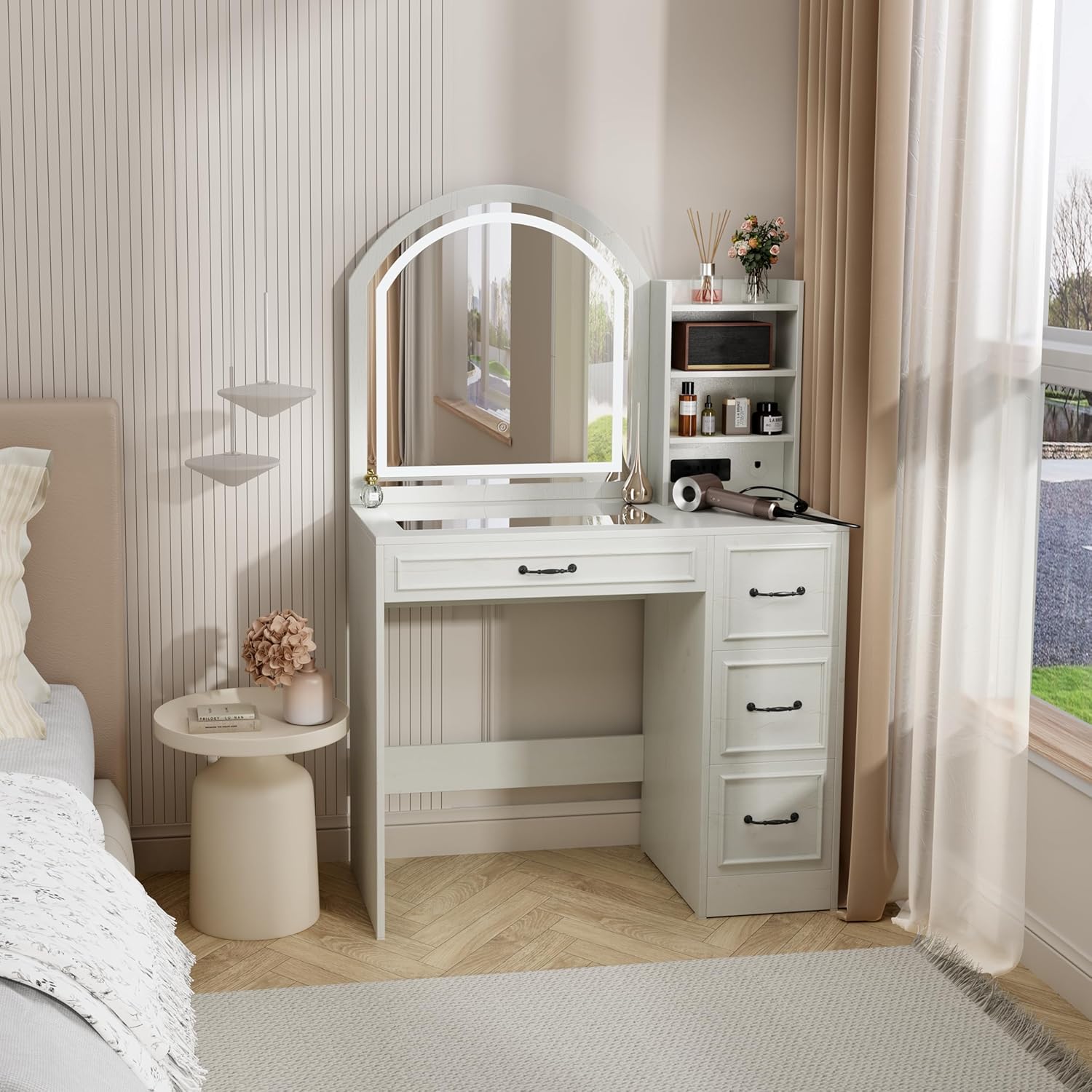 Home Outlet Bathroom Vanity - Penteadeira Moderna com Espelho Iluminado, Tampo