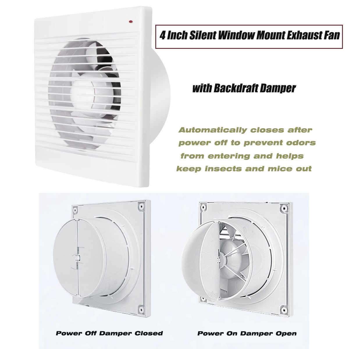 Home Bathroom Ventilation - Ventilador de Exaustão Silencioso de 4