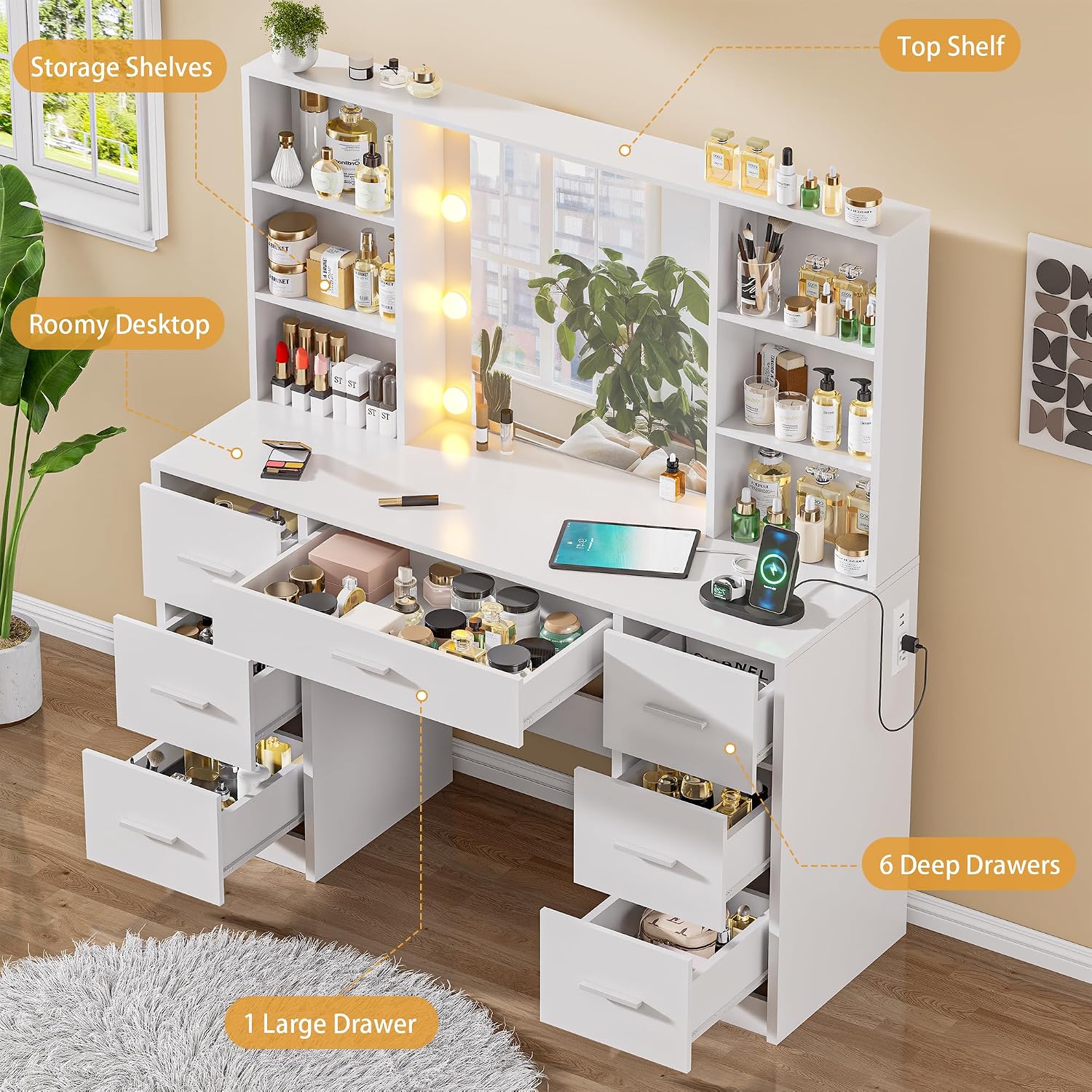 Grande Mesa de Maquiagem com E - Home Outlet Bathroom Vanity avaliação e preço