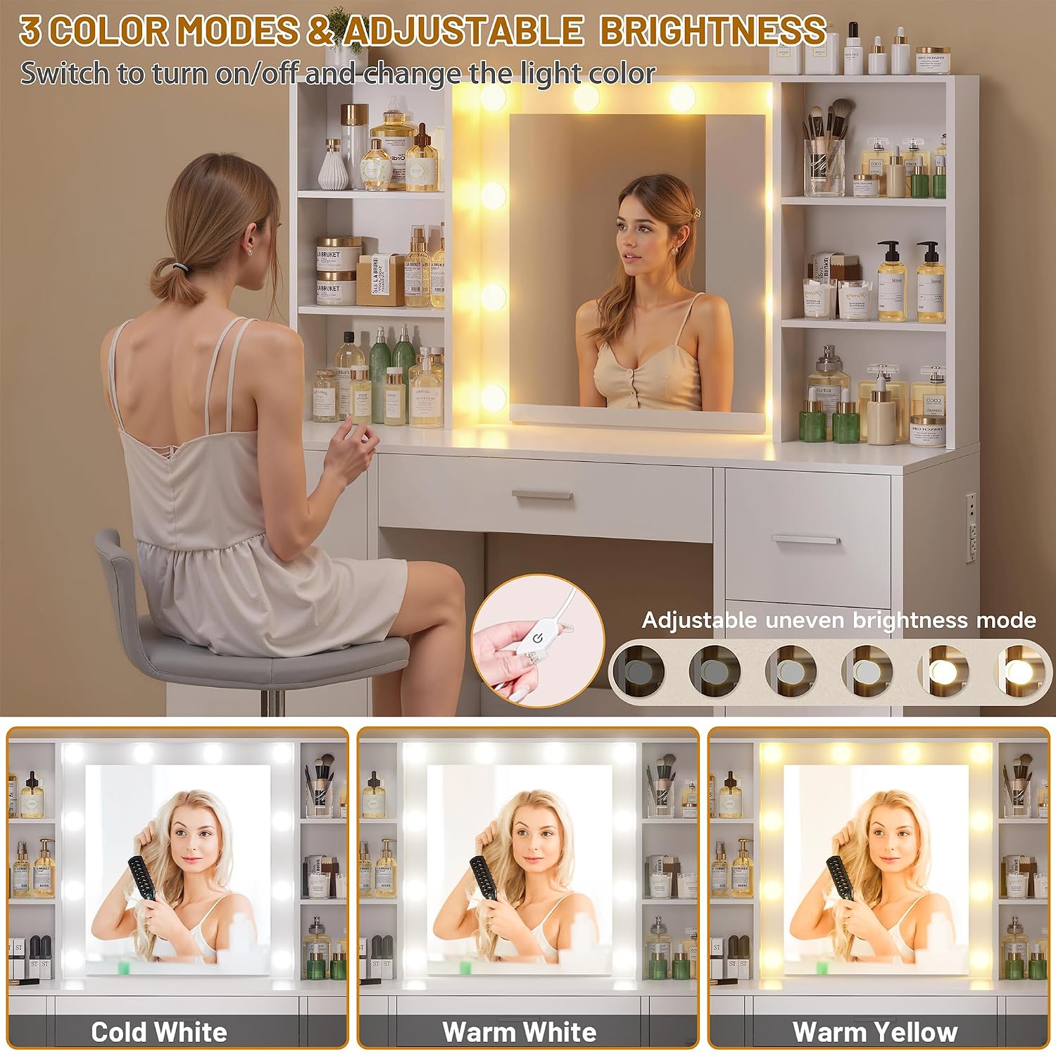 Grande Mesa de Maquiagem com E - Home Outlet Bathroom Vanity avaliação e preço