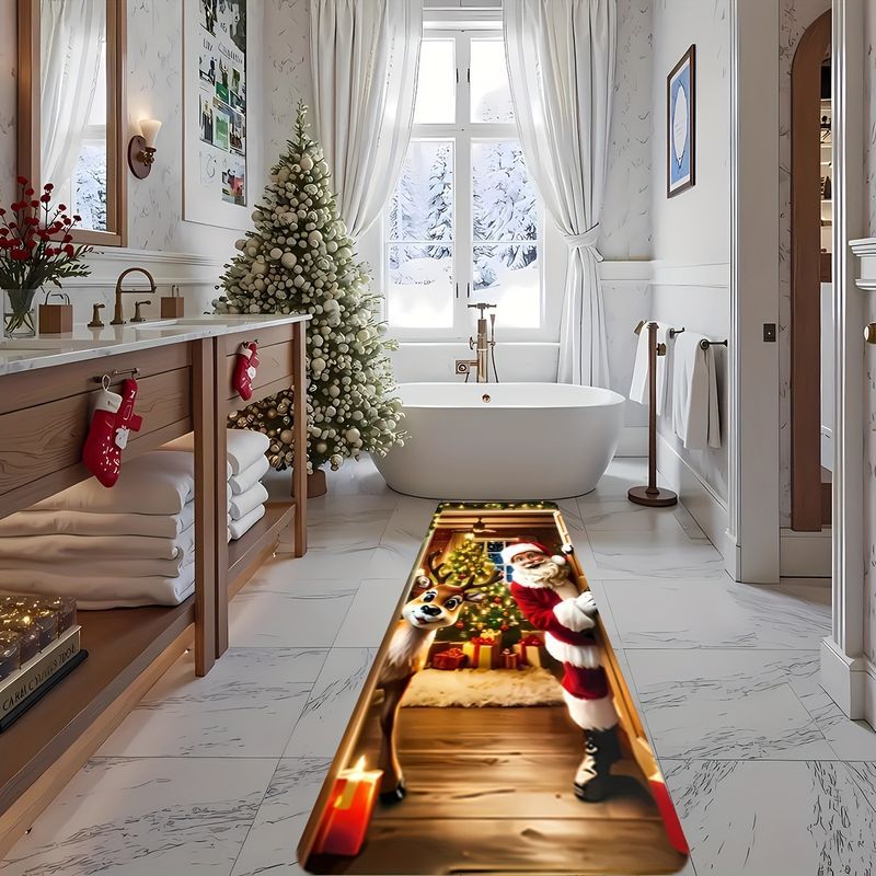 Tapete de Natal VIKAMA 3D com  - Home Bathroom Wear avaliação e preço